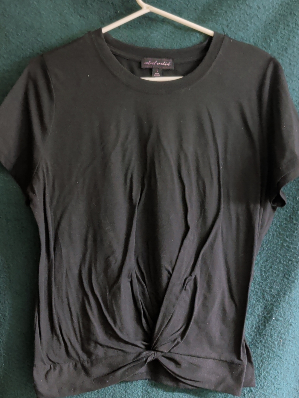 Velvet Heart Black Short Sleeve Twist-Front Tee